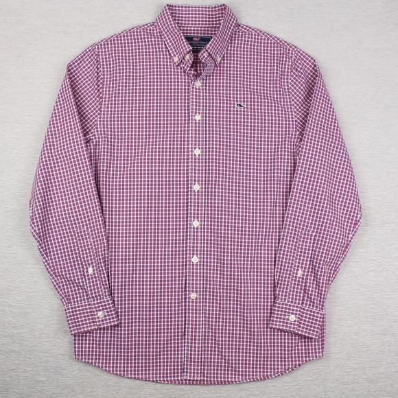 Vineyard Vines Other - Vineyard Vines Whale Shirt Boys L 16 Red Purple Button Down Long Sleeve Cotton